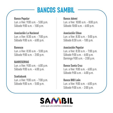 HORARIOS BANCOS SAMBIL Banco .